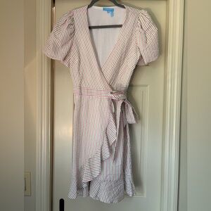 Draper James Pink and Green Striped Wrap Dress